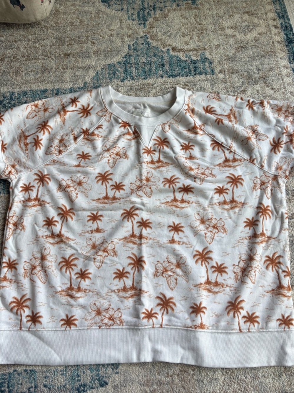 Lou & Grey White Terry cloth with Brown Tropical Palm Print